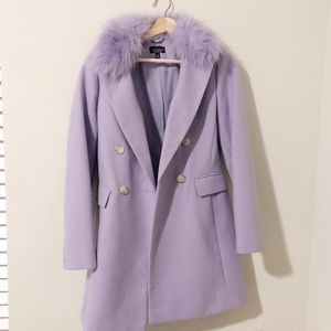 Topshop Purple Fur Collar Coat